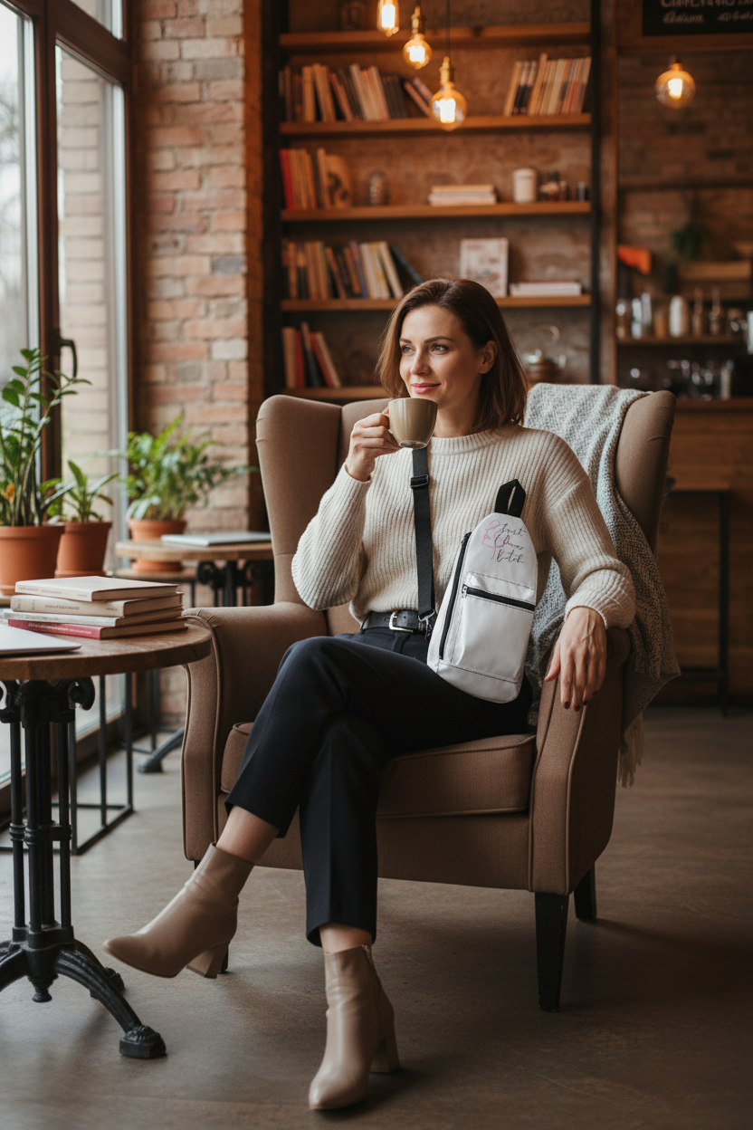 Sling Bag - Businesswoman in Coffee Shop
