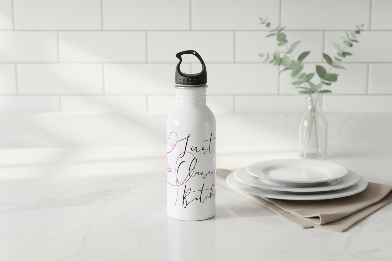 Stainless Steel Mug on Countertop
